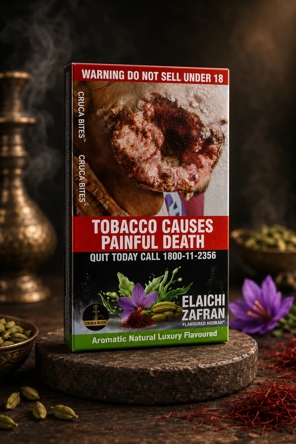 Elachi Zafran flavour packet on white background