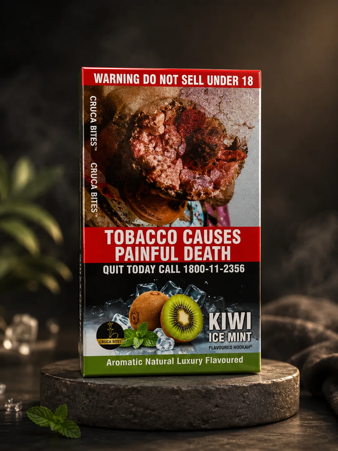 Kiwi Ice Mint flavour packet on white background