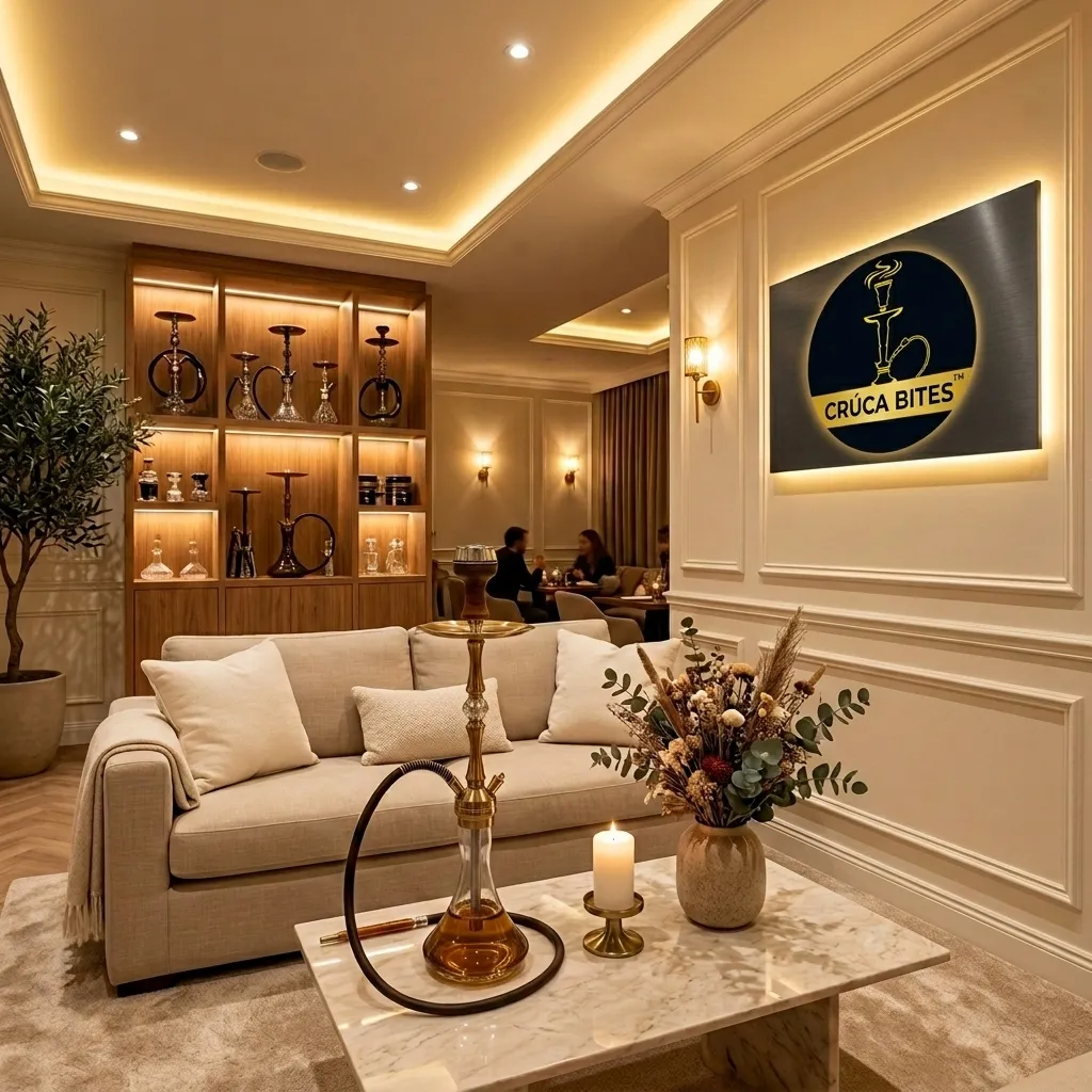 Crúca Bites luxury showroom interior with gold branding