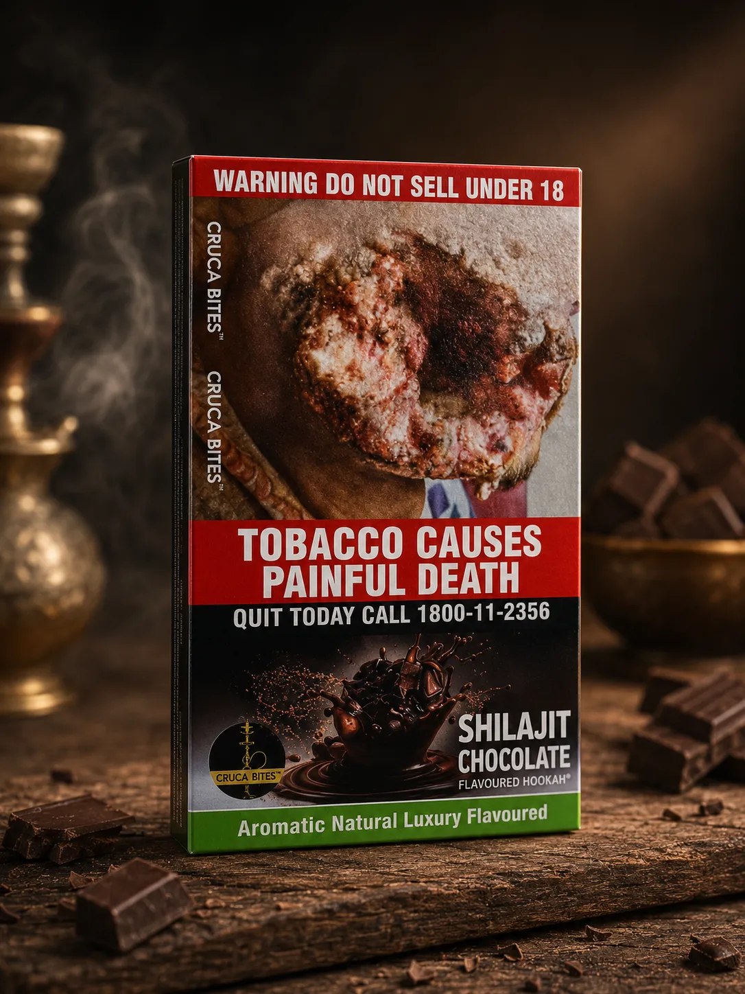 Shilajit Chocolate flavour packet on white background